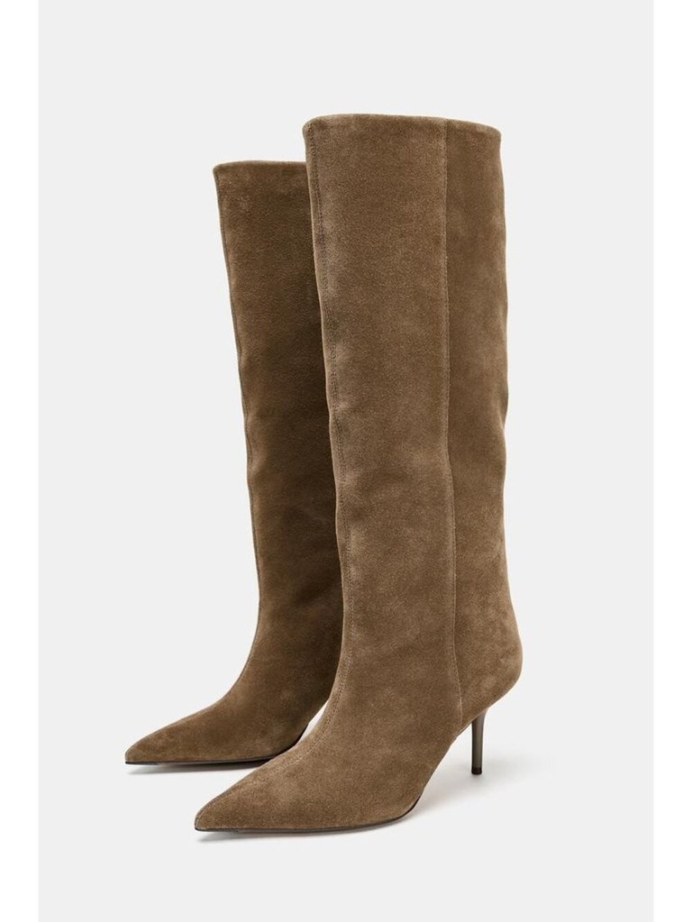 Zara Split Leather Stiletto Heel Boots EU 40 US 9 Taupe Gray 2004/610 NWOB